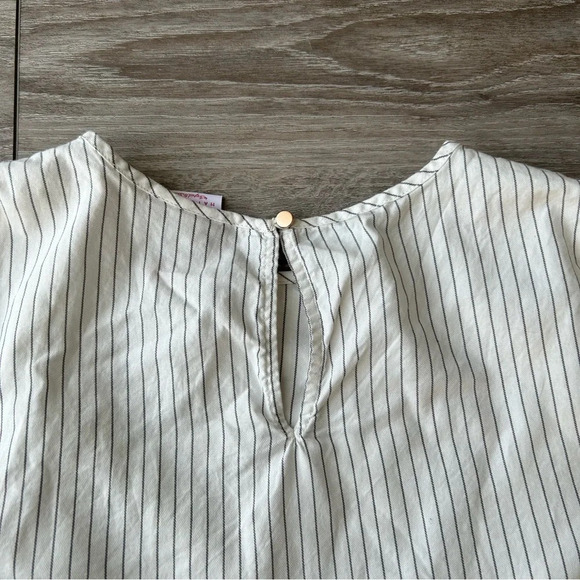 Isabel Maternity Floral Embroidery Pinstripes Bell  Sleeves Top - Picture 14 of 15